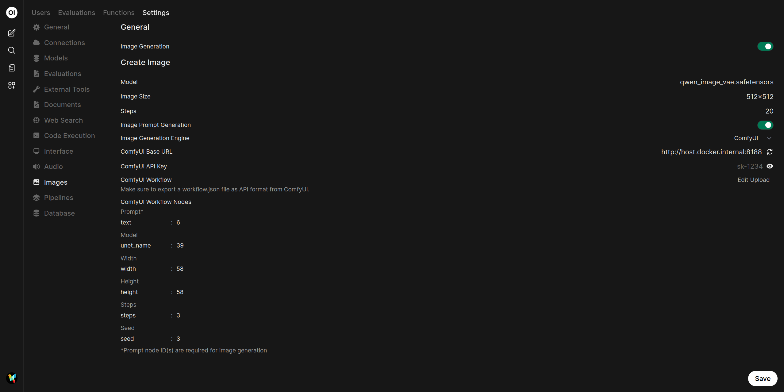 Screenshot of the ComfyUI interface with the KSampler node selected, highlighting the node ID and the 'seed' and 'steps' input fields.