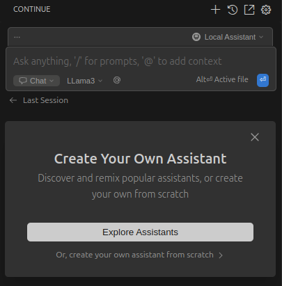 continue.dev chat input