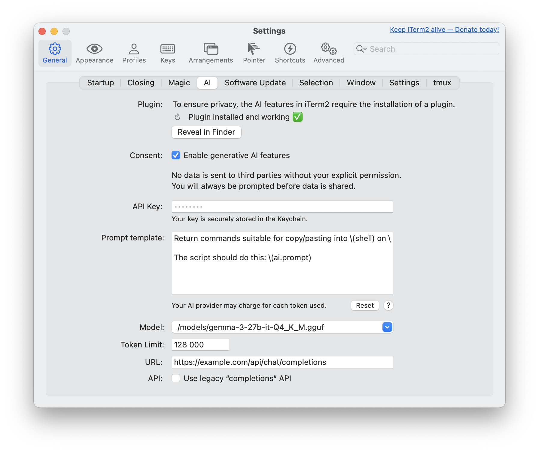 iterm2 menu after setup